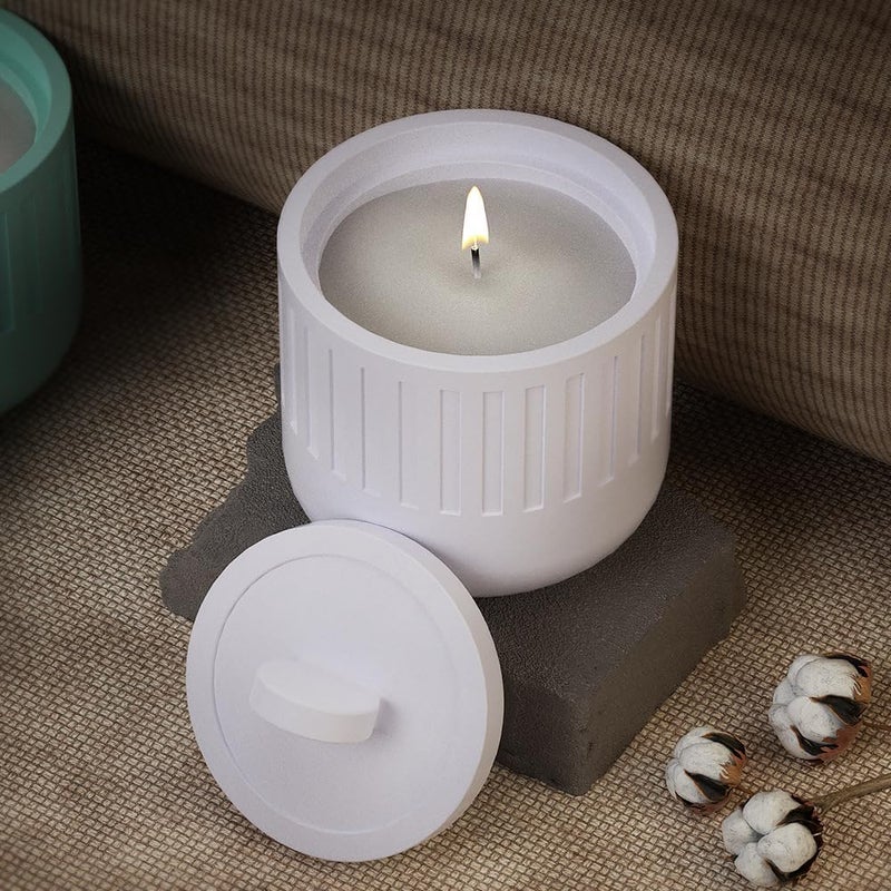 LSLEVA Storage Box with Lids Candle Jar Molds Set, Creative Silicone Candle Vessels Pot Molds, Concrete Round Stripe with Cover Bottle Making Moulds for Storage Candle Holder (D-Striped-U) - Image 4